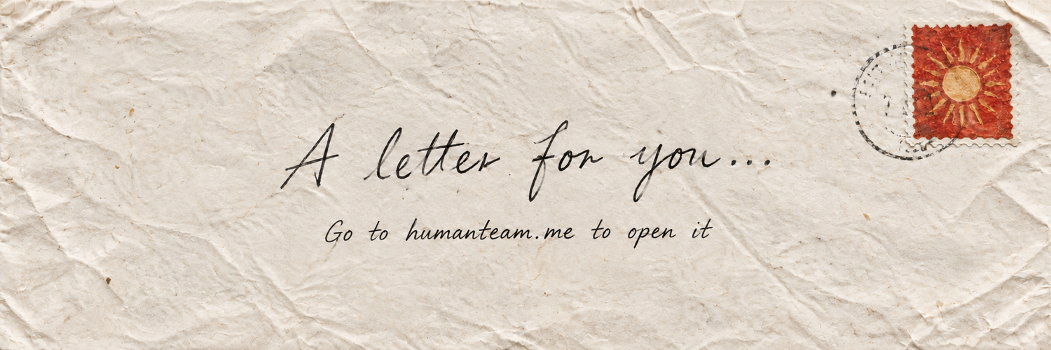 A letter from Human Team on textured paper